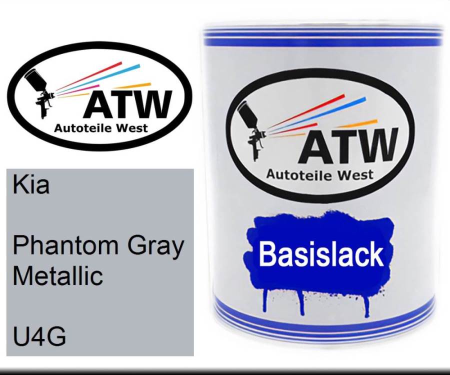 Kia, Phantom Gray Metallic, U4G: 1L Lackdose, von ATW Autoteile West.